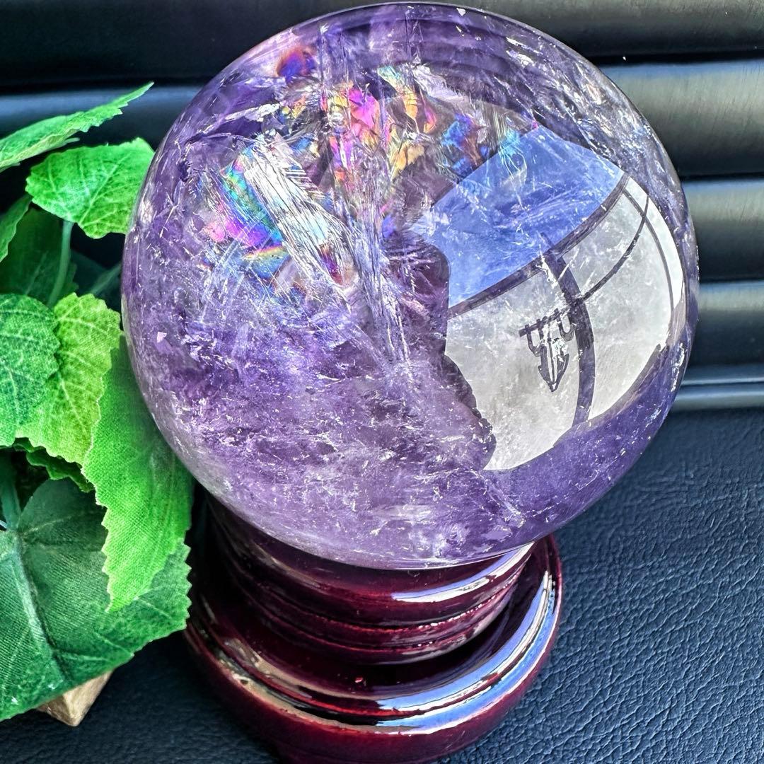 しずく♡超美品♡レインボー☆アイリスアメジストスフィア丸玉 A1330