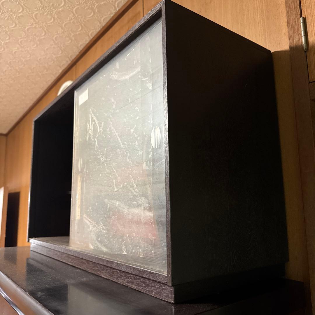 アンティーク　飾り棚　本棚　飛散防止フィルムガラス扉付