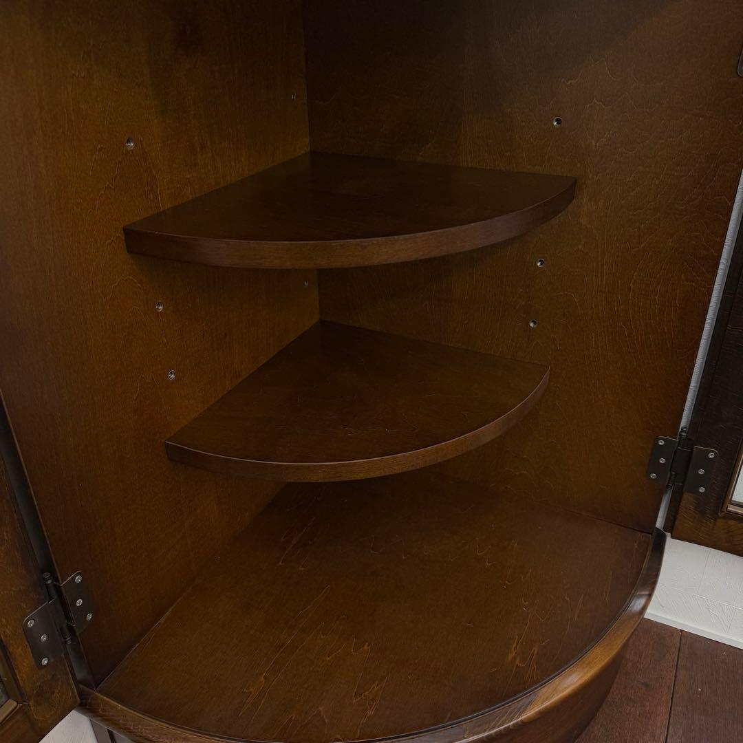 H21K20b カリモク コロニアルシリーズ ガラスコーナーキャビネット