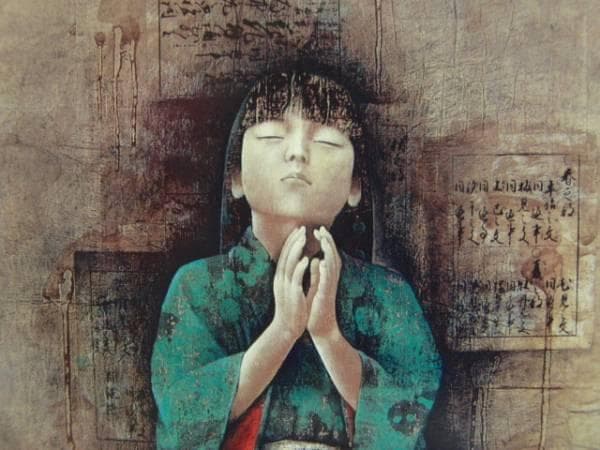 智内兄助、月代つきしろ、希少な額装用画集より、美品、新品額装付