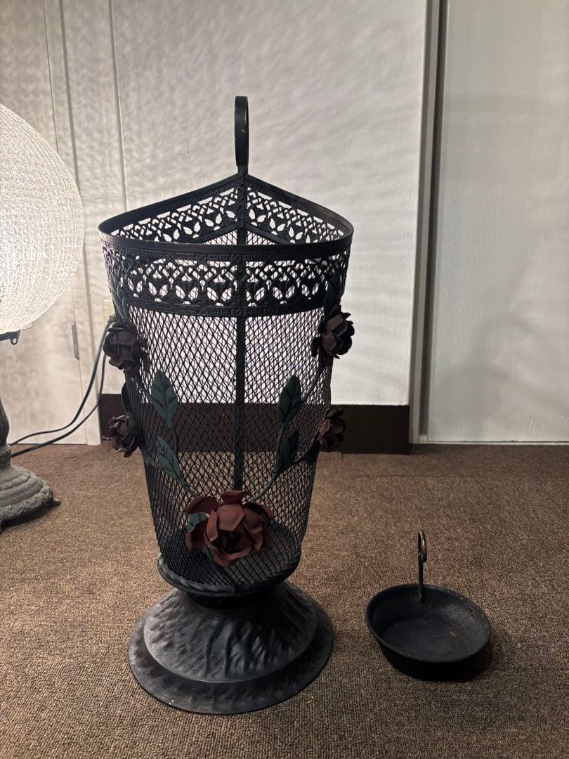 アンティーク アイアン 壁掛けミラー 傘立て セット