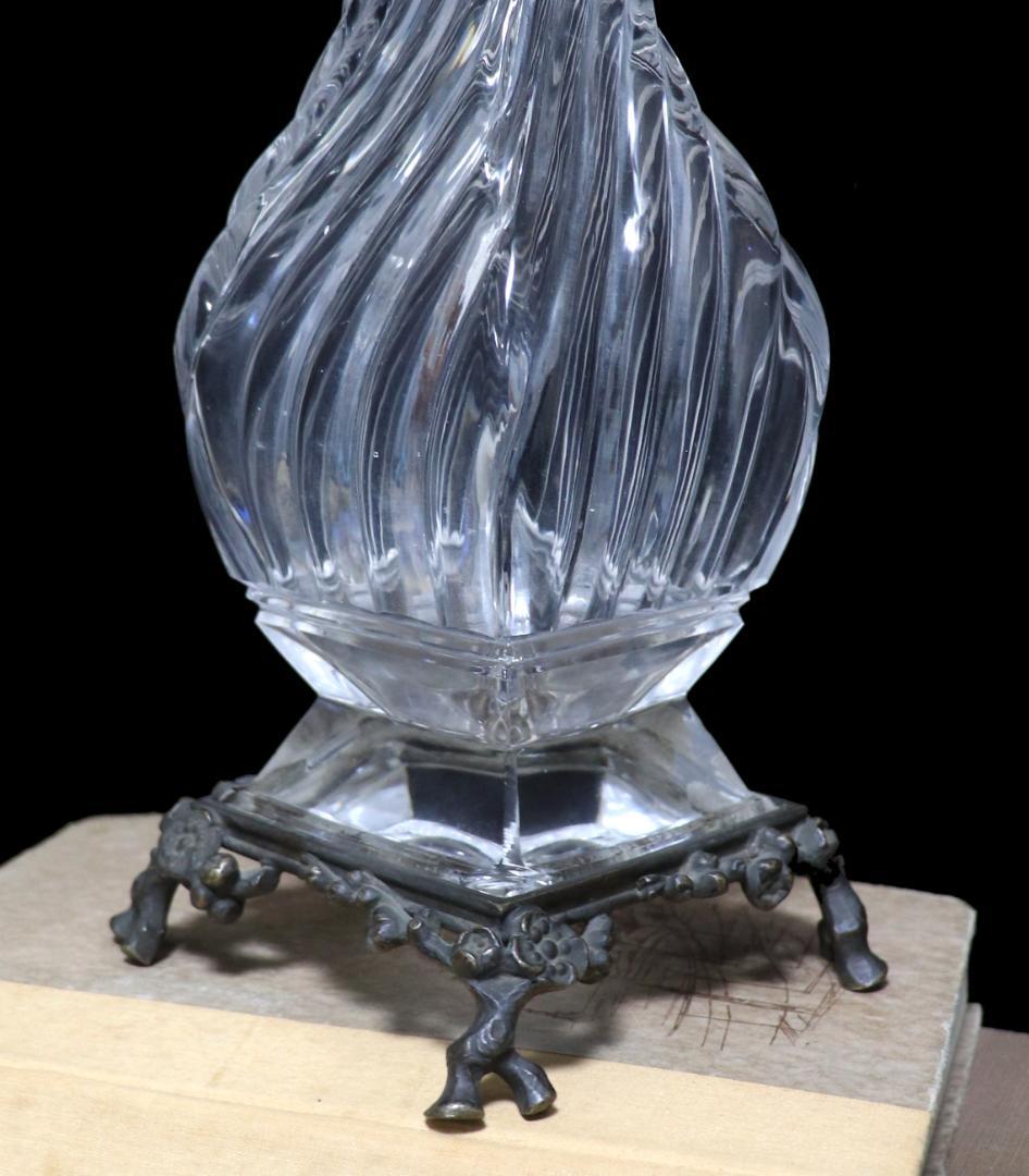 オールド・バカラ 1880年頃 スワール装飾ブロンズ台座 大型花瓶 31.5cm