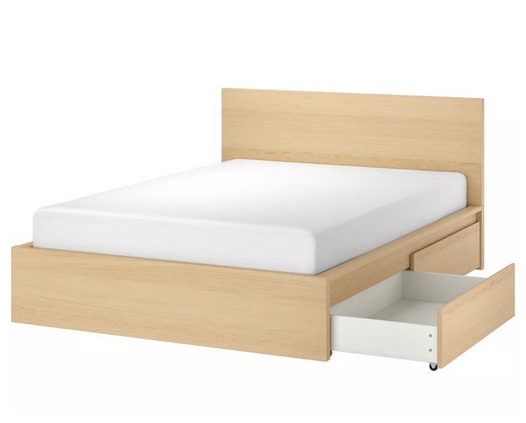 送料無料　IKEA マルム　ダブルベッドフレーム、すのこ　ダークブラウン　美品