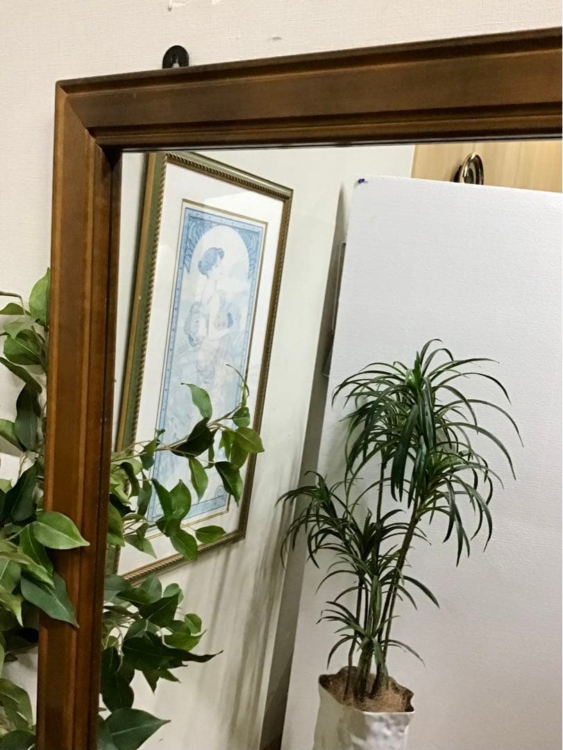 pyo☆管339☆アンティーク調☆木製大型ミラー☆ジャンボミラー☆姿見