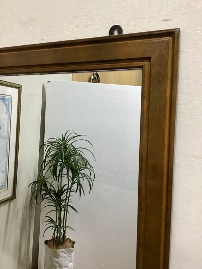 pyo☆管339☆アンティーク調☆木製大型ミラー☆ジャンボミラー☆姿見