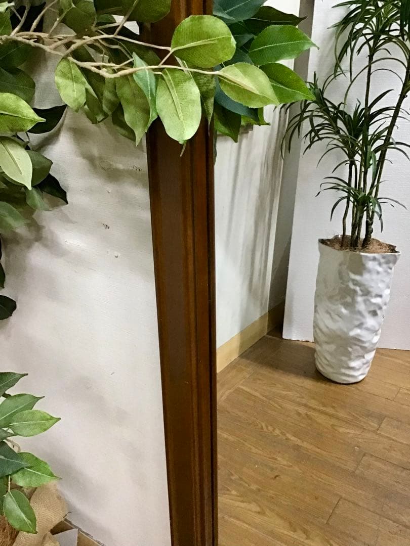 pyo☆管339☆アンティーク調☆木製大型ミラー☆ジャンボミラー☆姿見