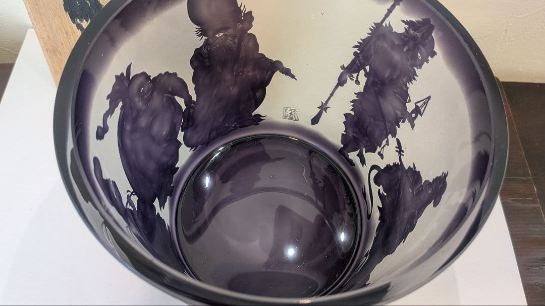 『七福神』水指　茶道具　硝子ガラス義山布袋恵比寿大黒天毘沙門天弁財天福禄寿寿老人