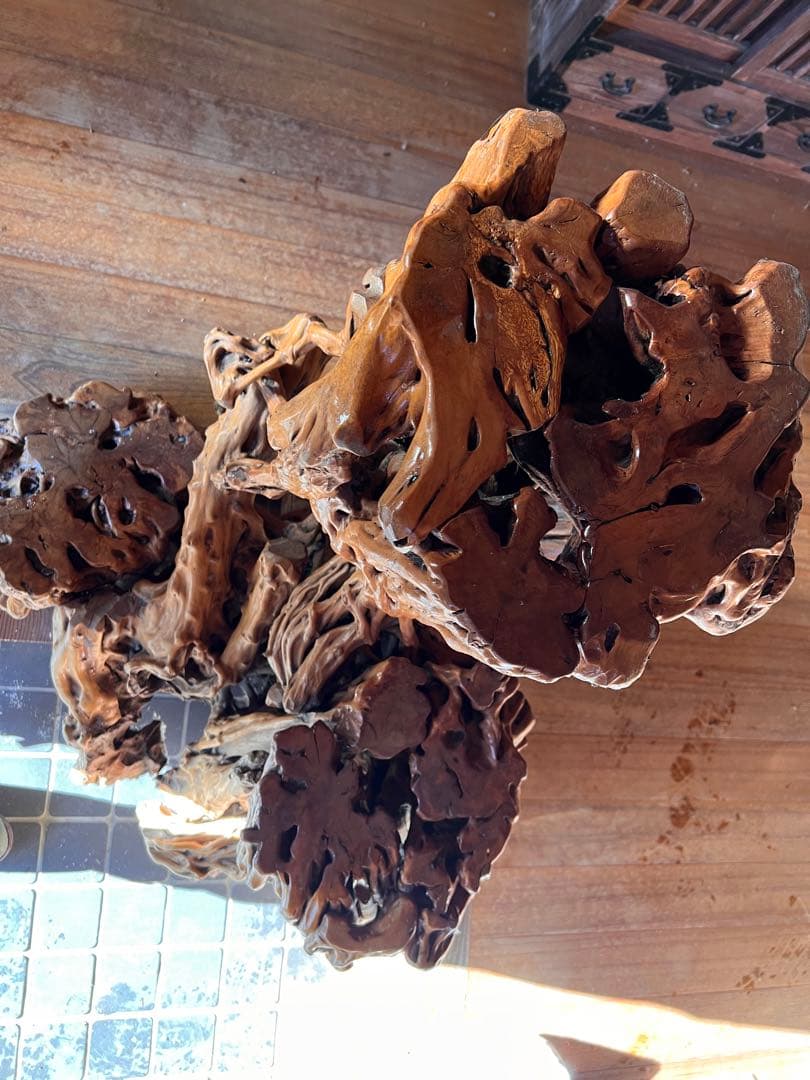 この世に二つとない奇品 変木 オブジェ 3段飾り棚 天然木 - 置物在庫