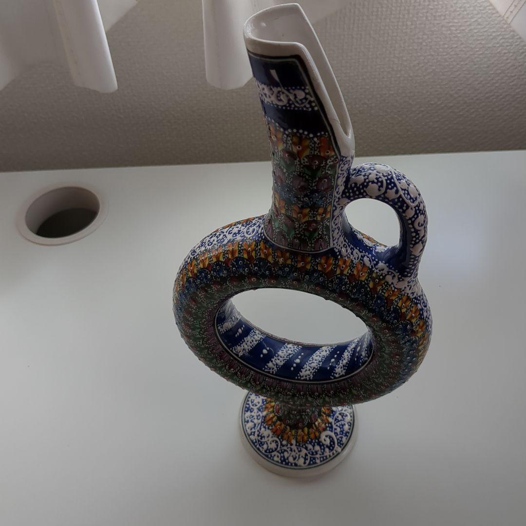 トルコ【カッパドキア】 陶器デキャンタとワイングラスセット