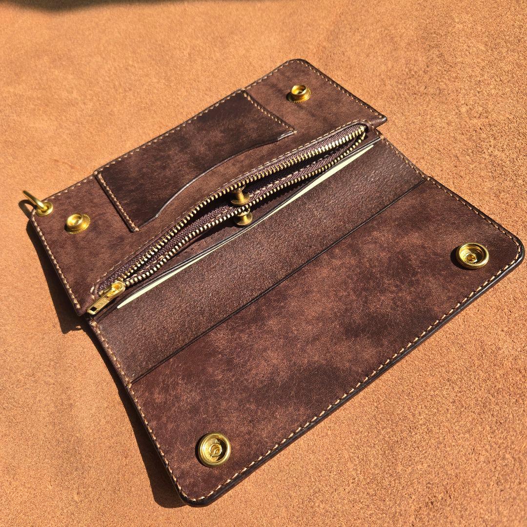 135ロング　トラッカーウォレット　イタリアンレザーMARGOT【ダークブラウン
