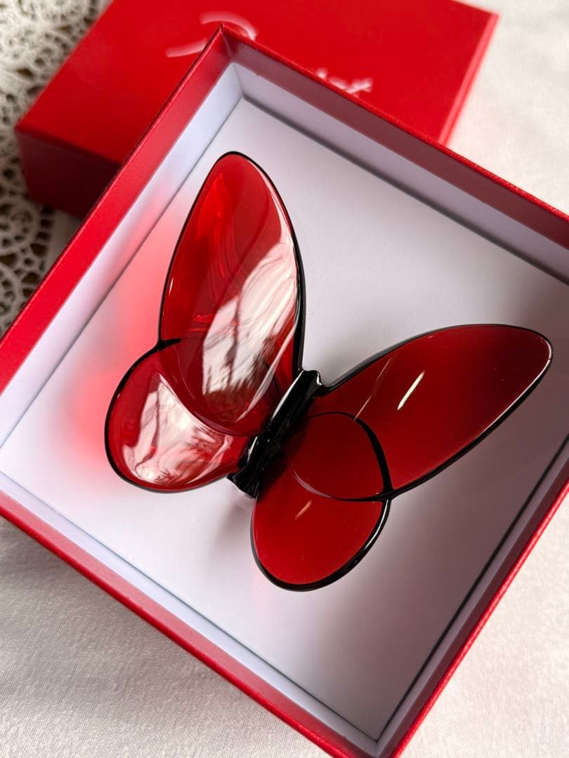【新品・未使用】【Baccarat】【バカラ】　ラッキーバタフライ　レッド