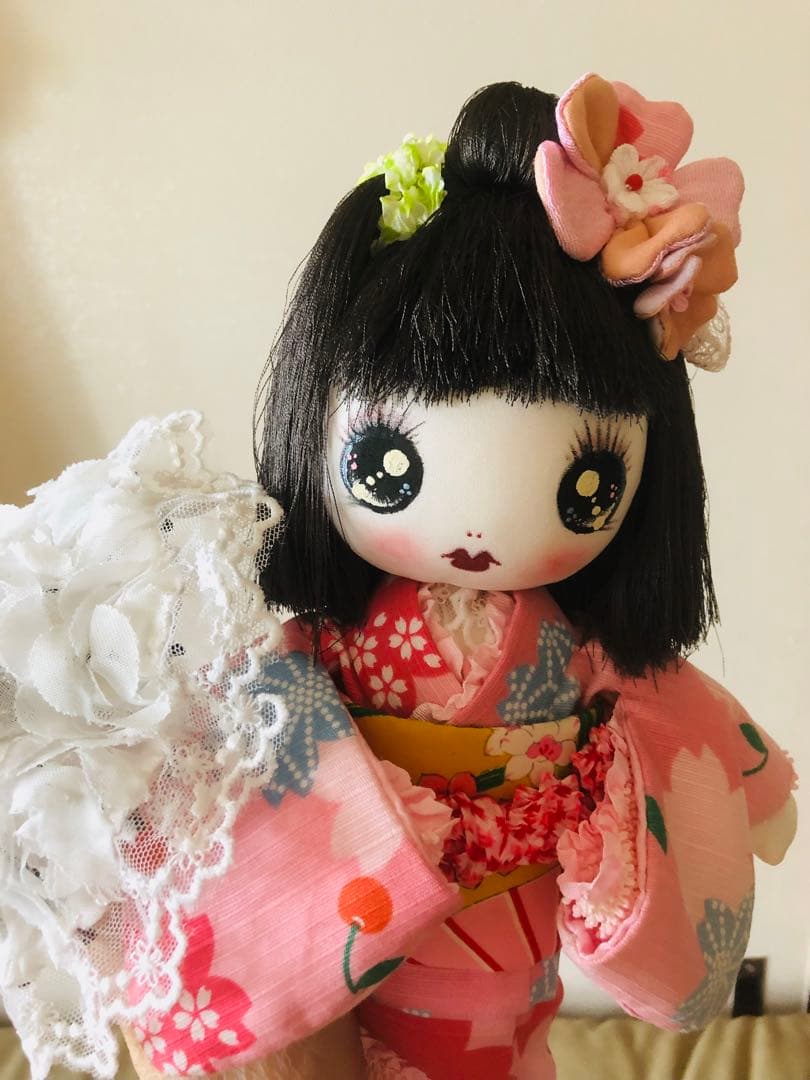 ＊夢のや 文化人形＊夏のお出掛け文化ちゃん浴衣 日傘 約28cm＊