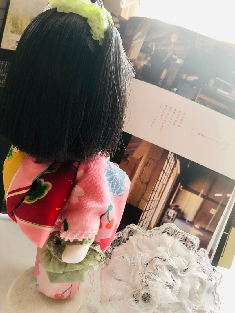 ＊夢のや 文化人形＊夏のお出掛け文化ちゃん浴衣 日傘 約28cm＊