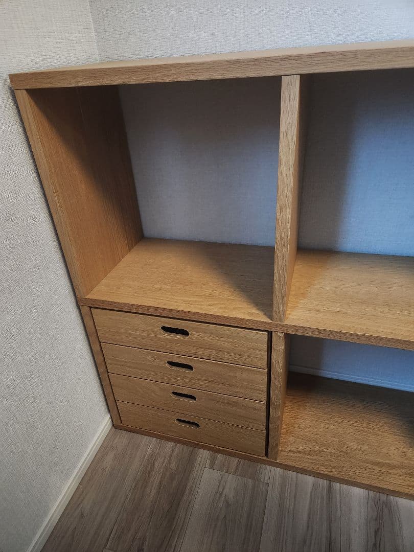 無印良品 スタッキングシェルフ 5段×2列 オーク材 4段引き出し×1付