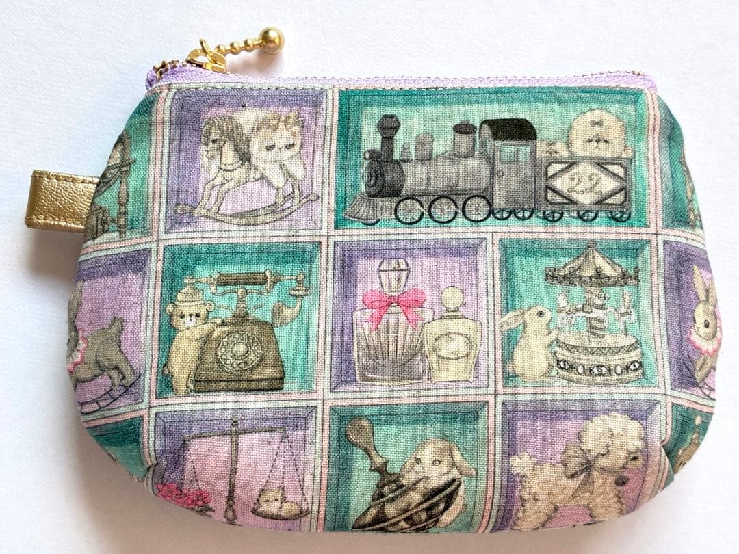 ハンドメイドポーチ ユキエモン ニャンニャンファブリック ふっくら