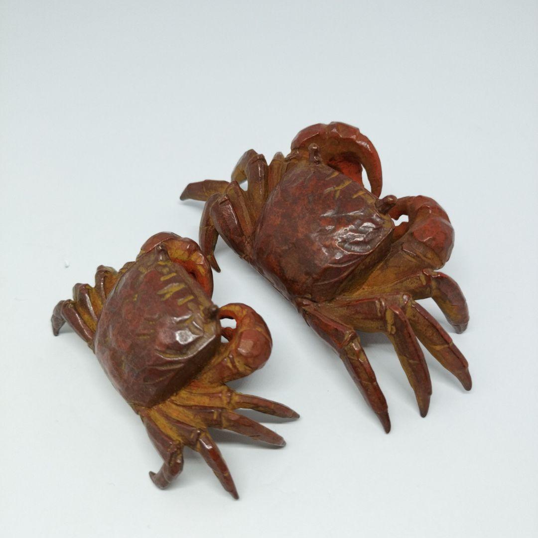 横行千里 宮本理三郎作 蟹 一対 ブロンズ 置物 箱付き