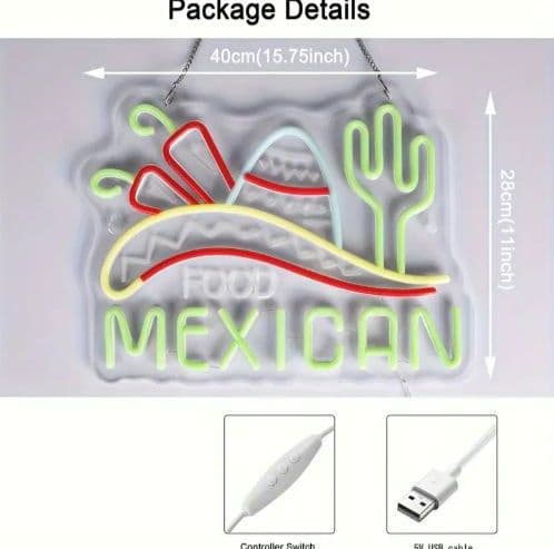 メキシカン フード タコス ネオン風 LEDライト インテリア メキシコ料理