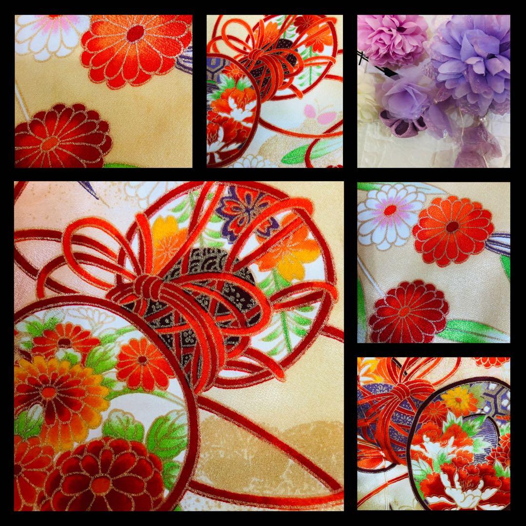 七五三7歳❣️可愛い桃色暈し太鼓菊金彩煌びやか極めてる❣️完全フルセット秀品