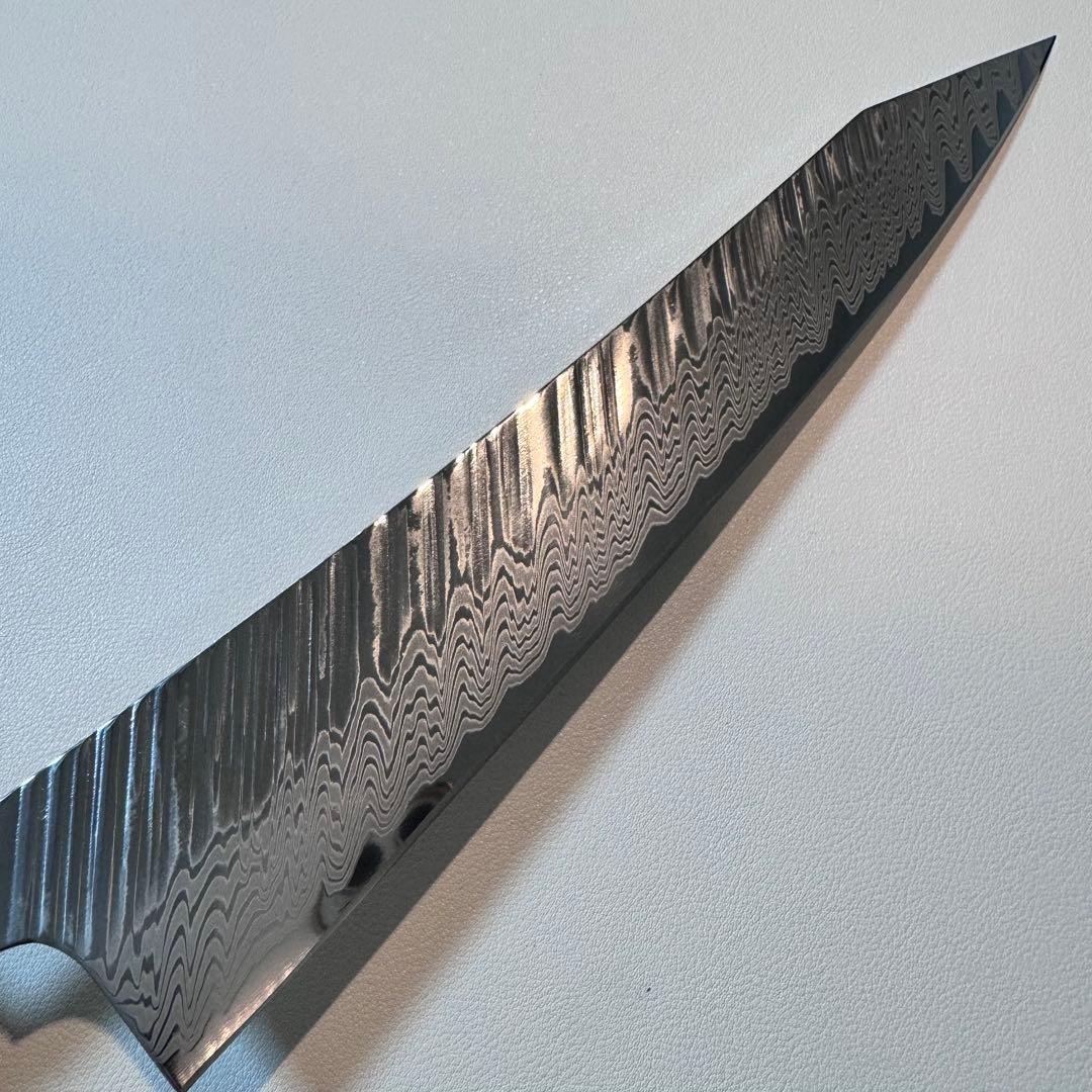 切付牛刀 240mm ダマスカス 刀身（柄なし）反りの剣型