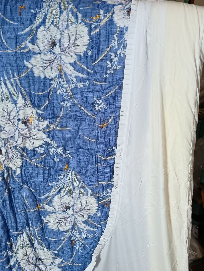 昭和　レトロ　モダン　掛け布団　花柄青　和風