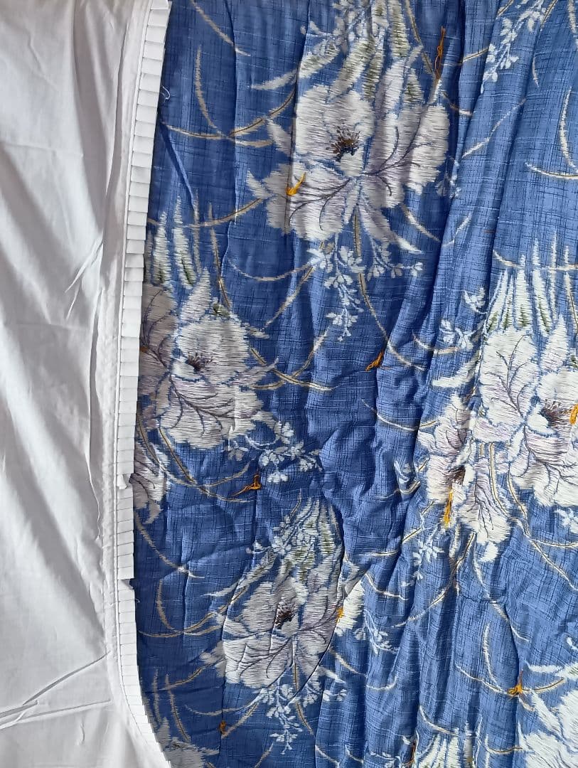 昭和　レトロ　モダン　掛け布団　花柄青　和風