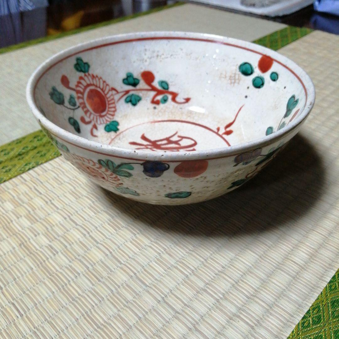 犬山焼　赤絵菓子鉢　18.5cm　幕末〜明治期