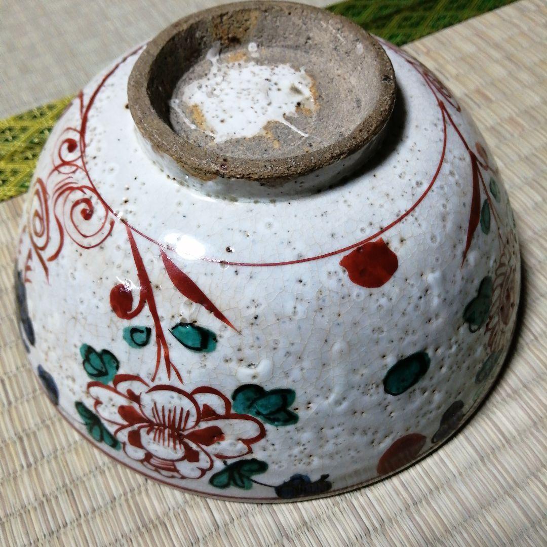 犬山焼　赤絵菓子鉢　18.5cm　幕末〜明治期