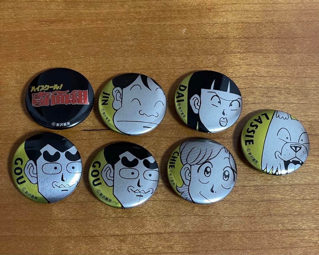 ハイスクール奇面組 缶バッジ、カード - メルカリ