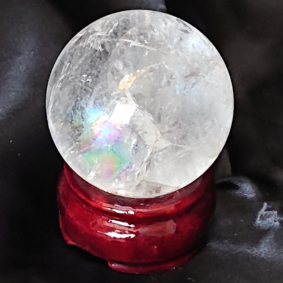 水晶玉　天然石　天然石レインボー虹色水晶丸玉　観賞石　パワーストーン　新品未使用