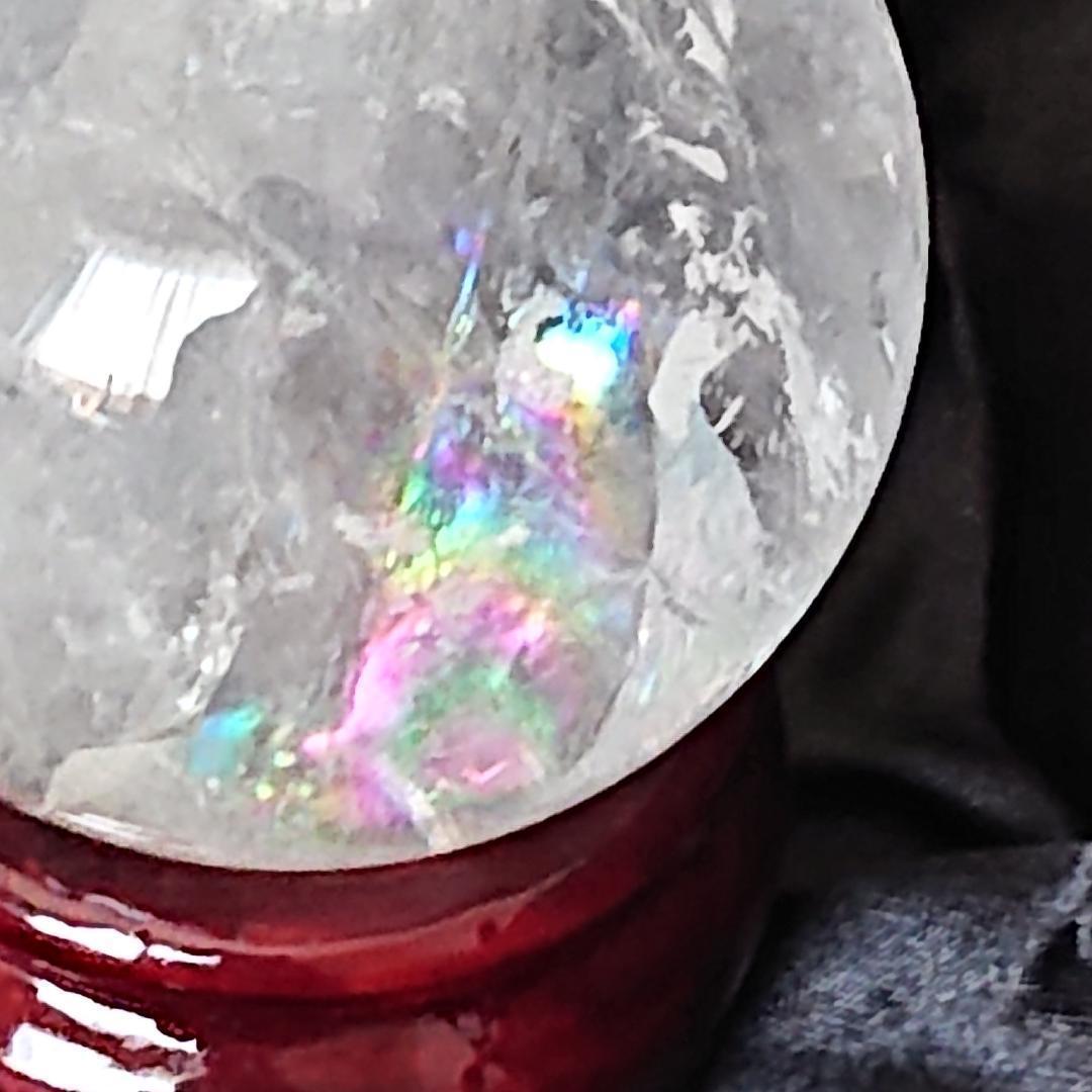 水晶玉　天然石　天然石レインボー虹色水晶丸玉　観賞石　パワーストーン　新品未使用