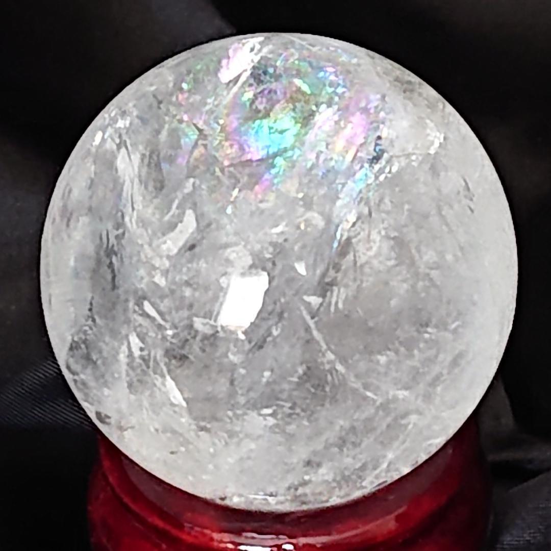 水晶玉　天然石　天然石レインボー虹色水晶丸玉　観賞石　パワーストーン　新品未使用