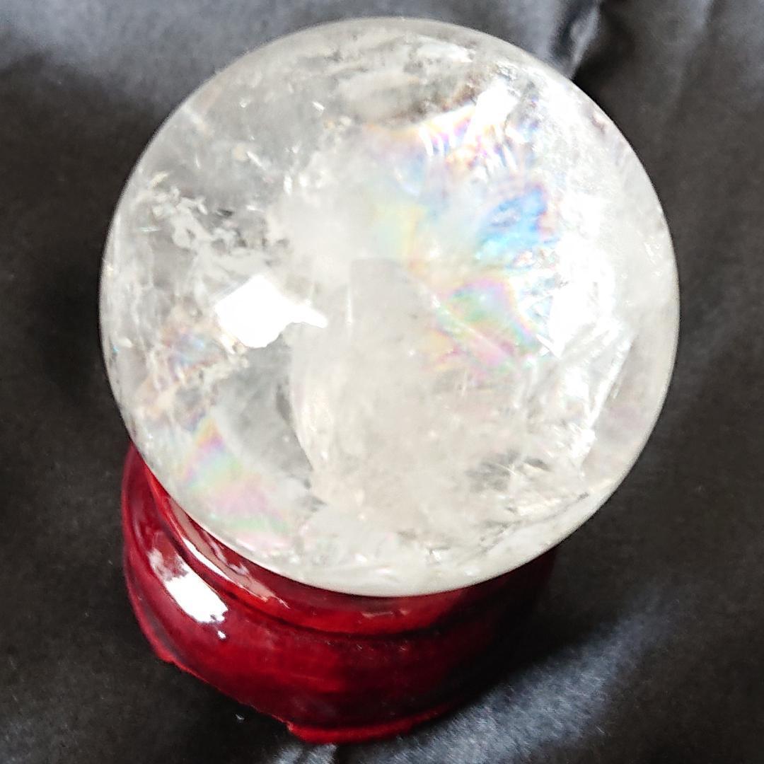 水晶玉　天然石　天然石レインボー虹色水晶丸玉　観賞石　パワーストーン　新品未使用