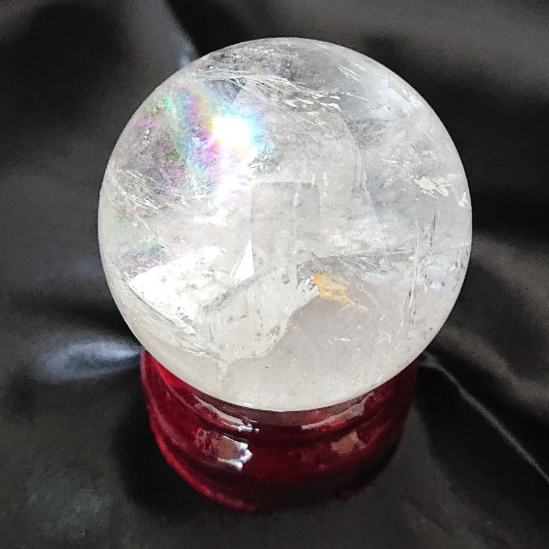 水晶玉　天然石　天然石レインボー虹色水晶丸玉　観賞石　パワーストーン　新品未使用