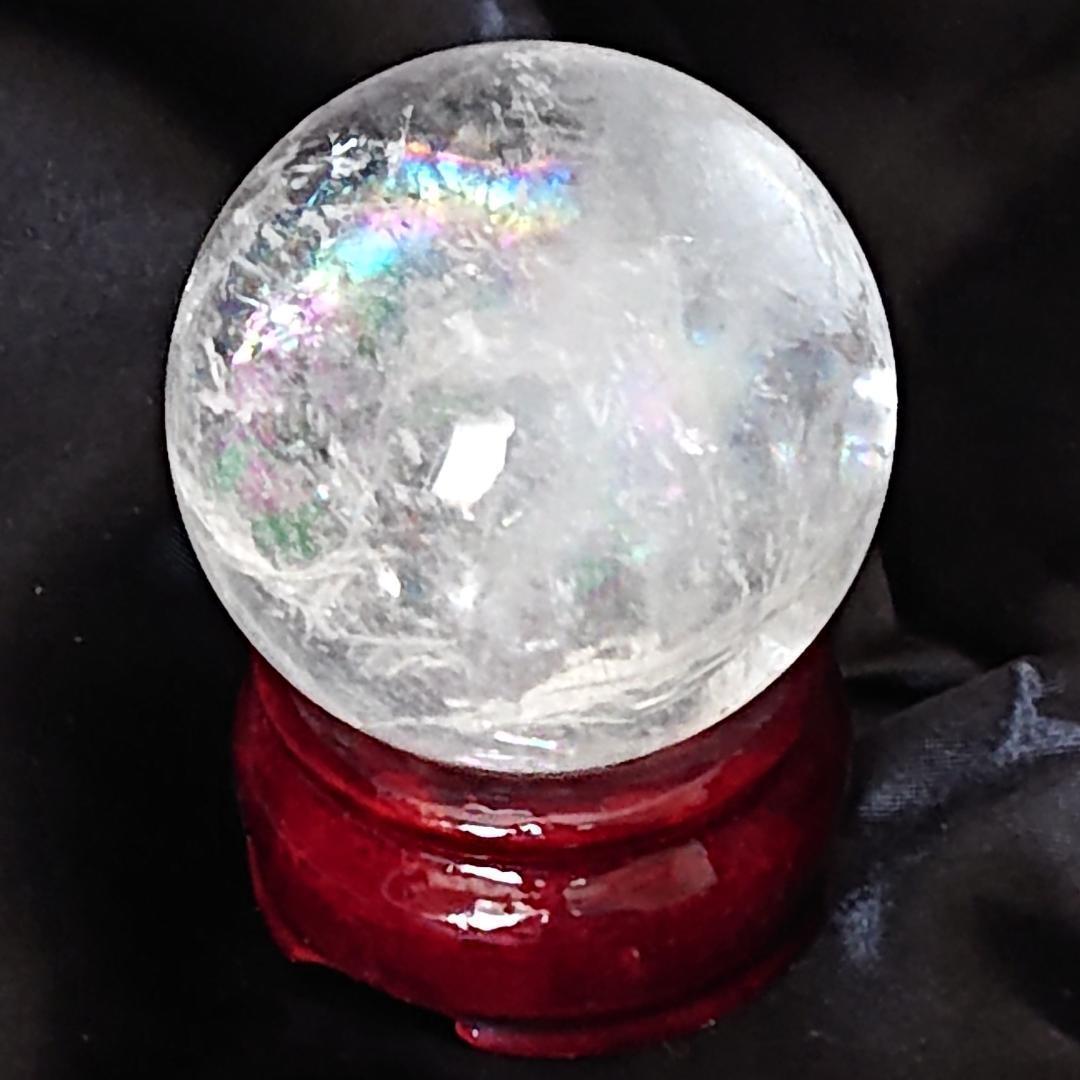 水晶玉　天然石　天然石レインボー虹色水晶丸玉　観賞石　パワーストーン　新品未使用