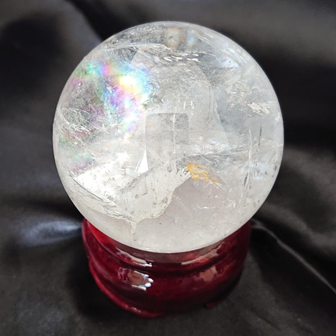 水晶玉　天然石　天然石レインボー虹色水晶丸玉　観賞石　パワーストーン　新品未使用