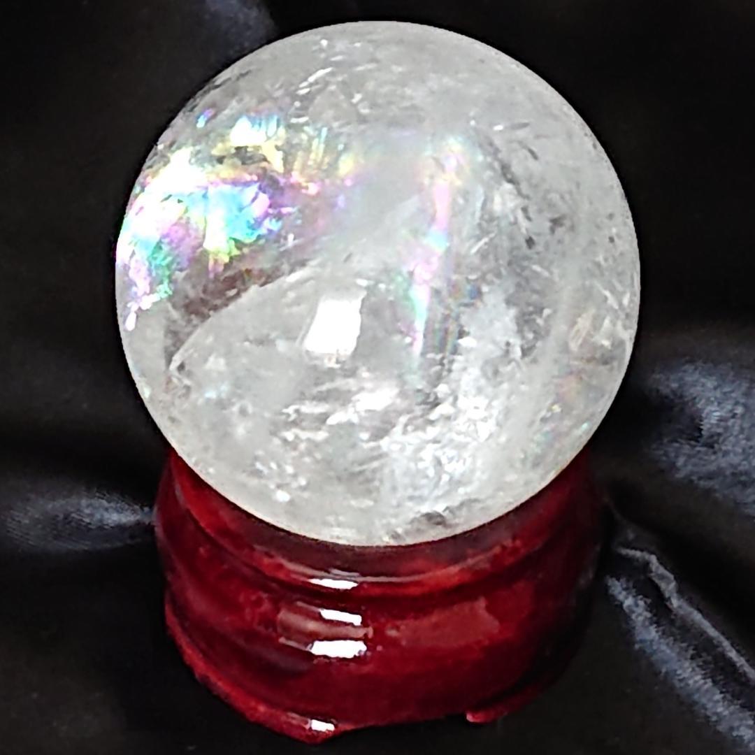 水晶玉　天然石　天然石レインボー虹色水晶丸玉　観賞石　パワーストーン　新品未使用