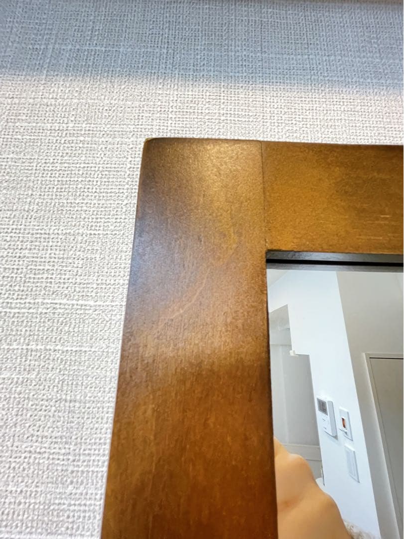 天然木フレームの大型壁掛け鏡 幅900mm 高さ1800mm