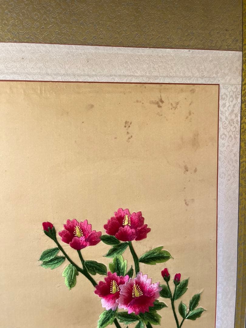 中国 刺繍屏風 刺繍絵 古美術 インテリア 骨董 アンティーク 花 鳥 動物
