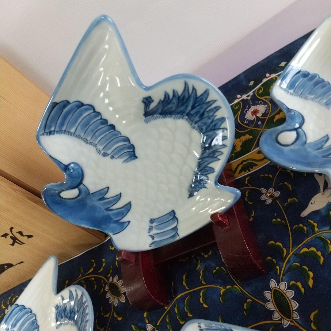 源右衛門⭐️染付鶴形 銘々皿 五枚組
