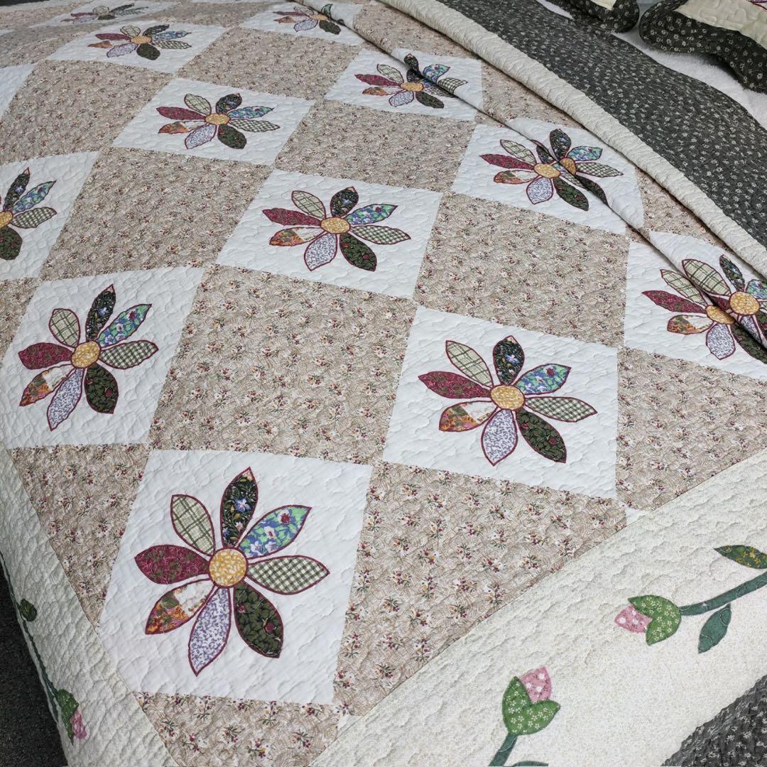 キルトベッドカバー3点セット綿マルチカバー キルティング 1126