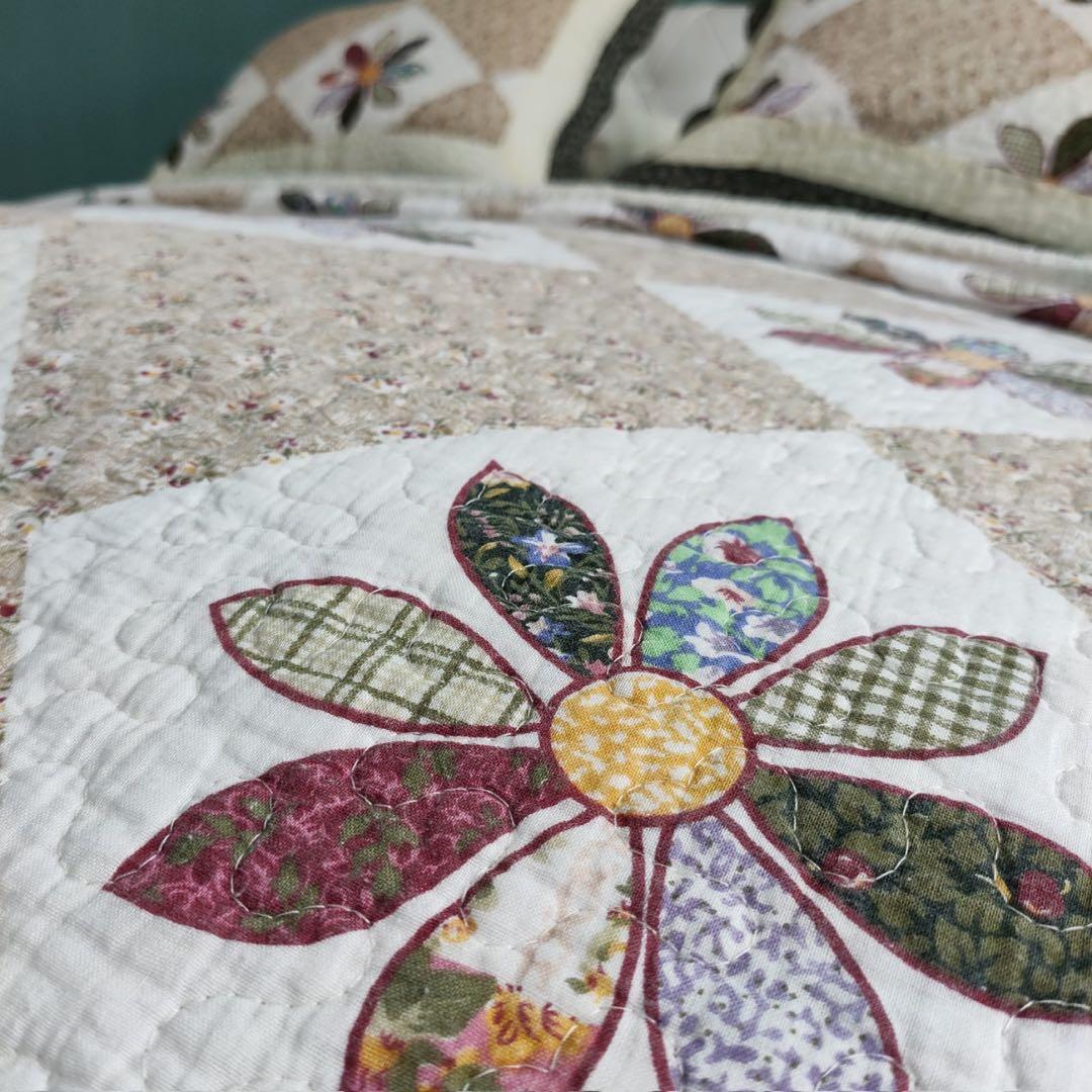 キルトベッドカバー3点セット綿マルチカバー キルティング 1126