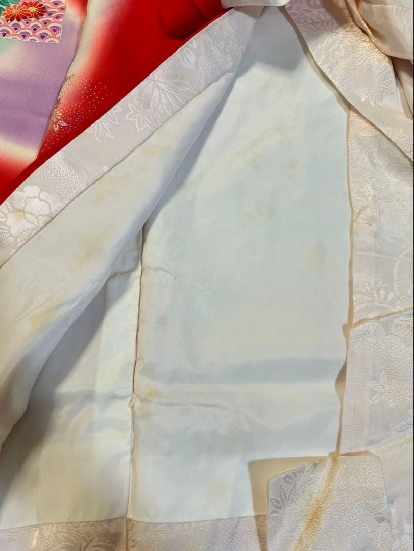 赤い花柄着物 七五三用　女の子