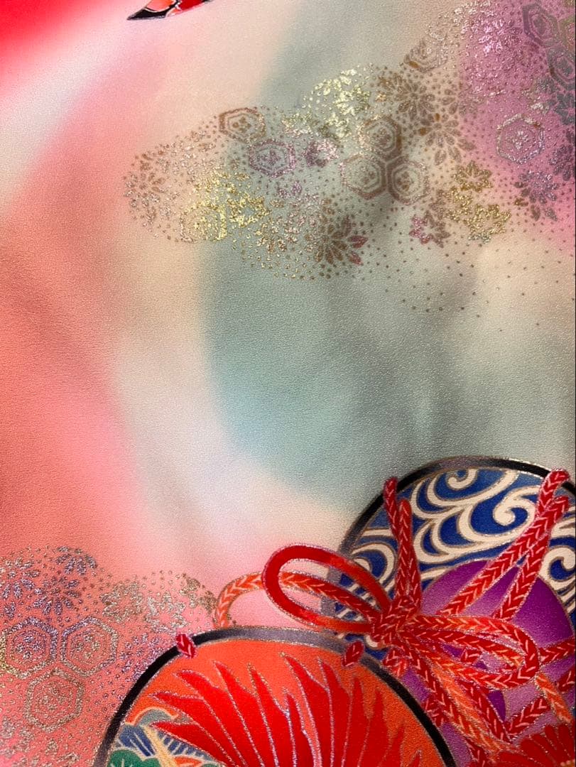 赤い花柄着物 七五三用　女の子