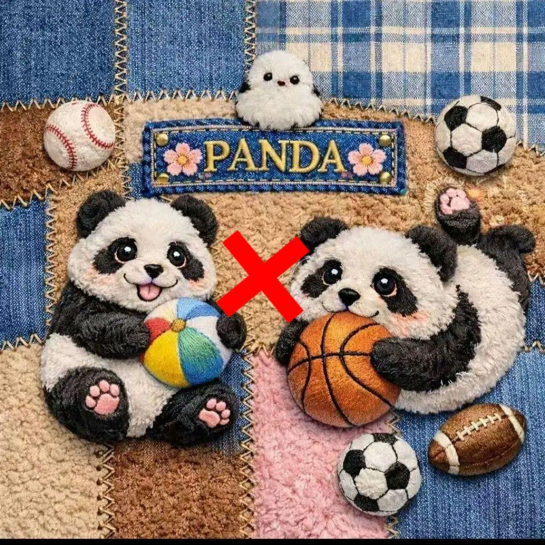 可愛いパンダパネル生地　ハンドメイド