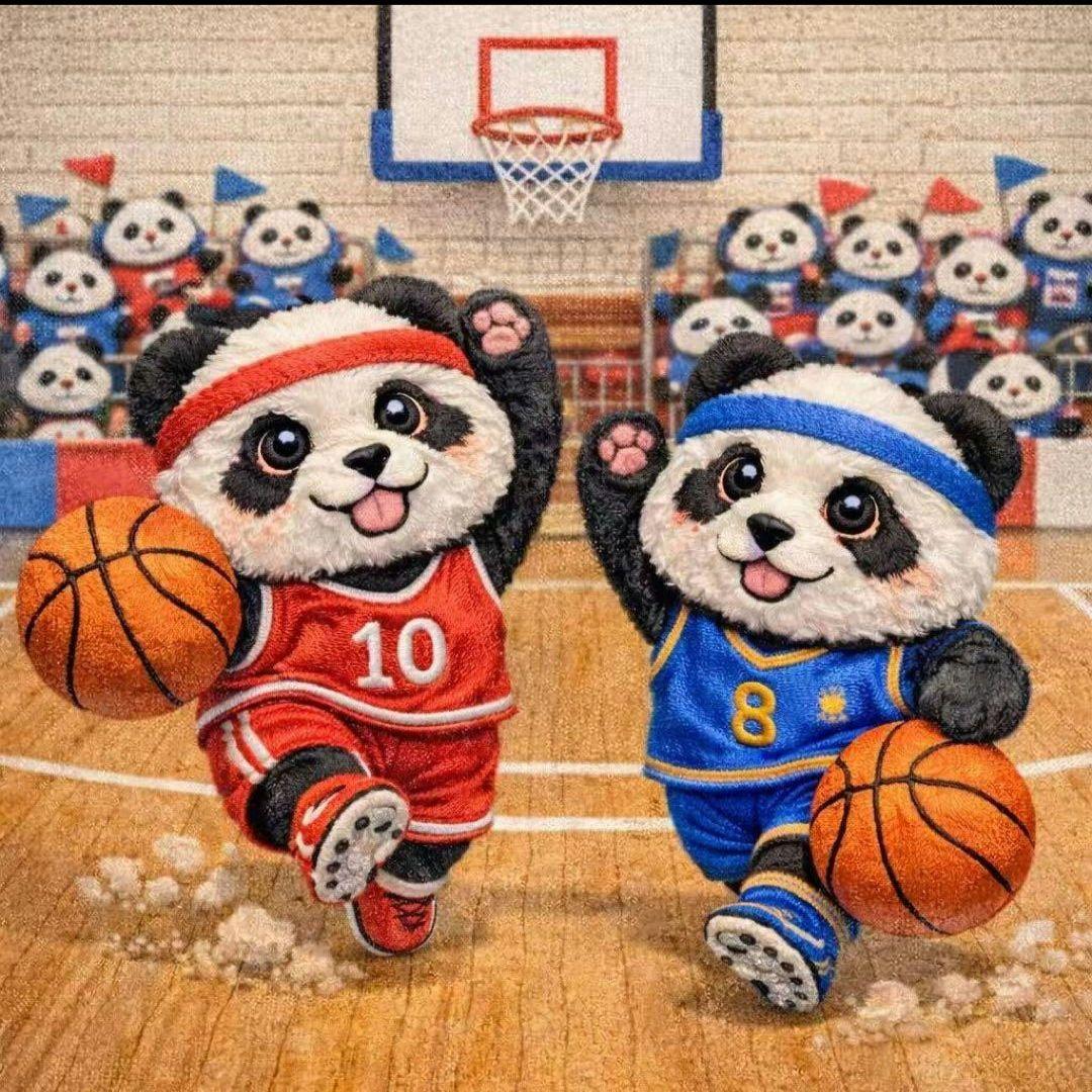 可愛いパンダパネル生地　ハンドメイド