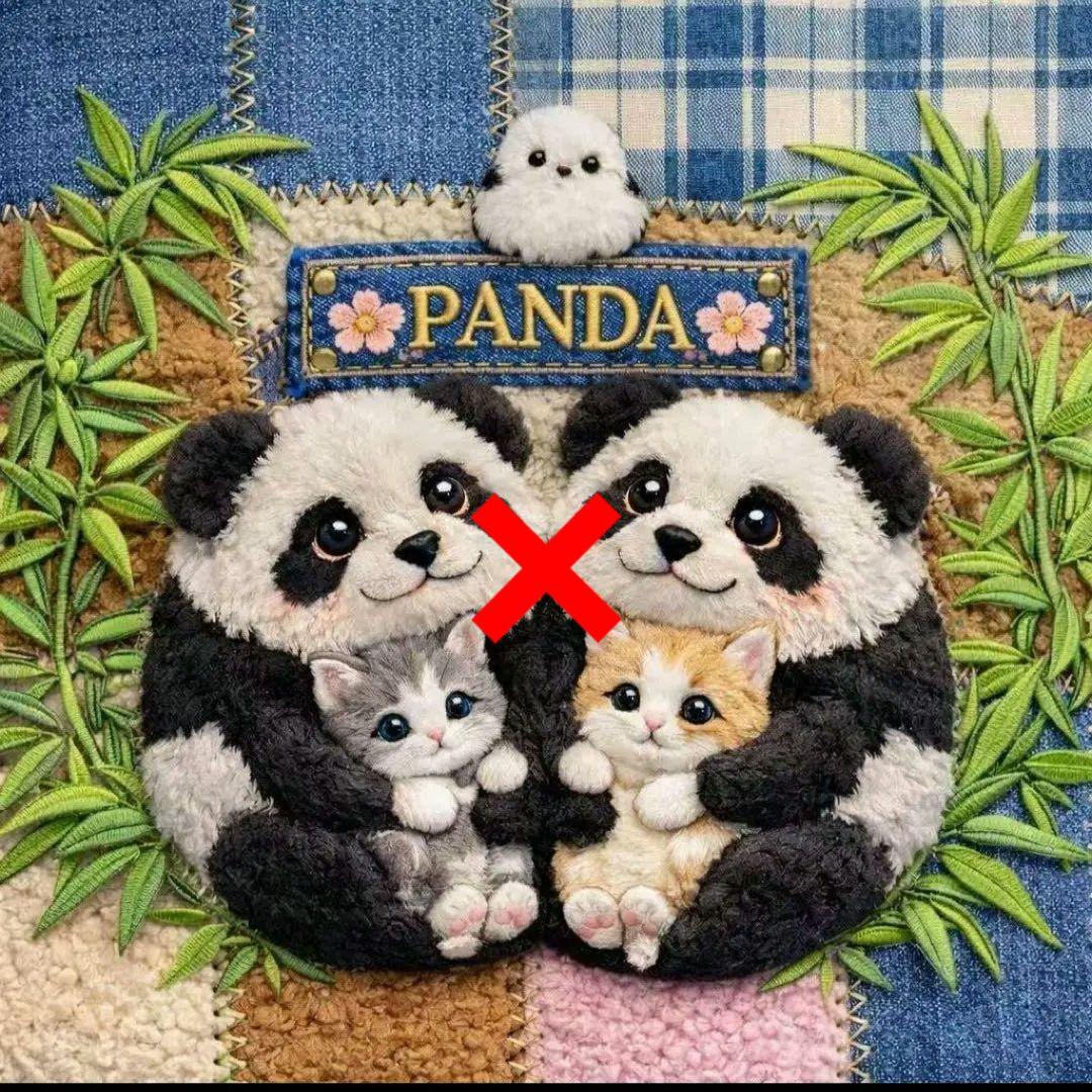 可愛いパンダパネル生地　ハンドメイド