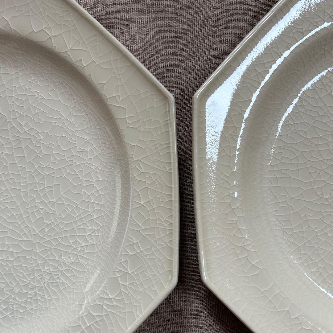 新品　石川隆児　八角皿　大2枚　貫入 オクタゴナルプレート