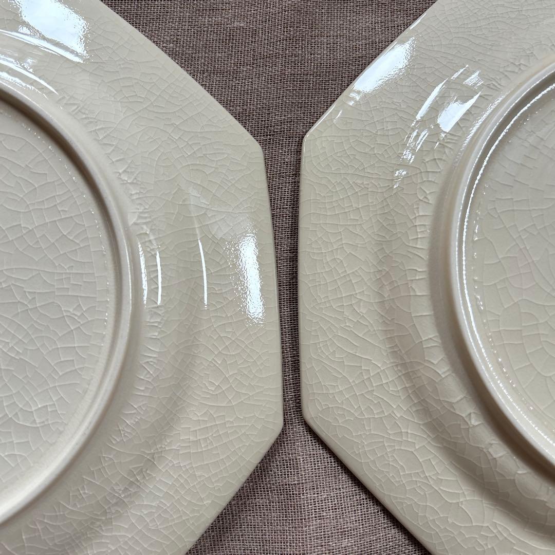 新品　石川隆児　八角皿　大2枚　貫入 オクタゴナルプレート