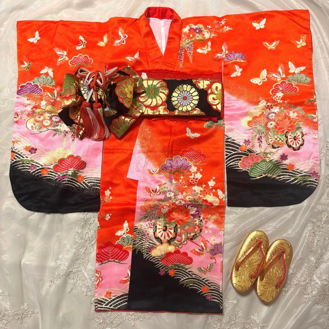 七五三 3歳 着物セット 松 蝶 御所車