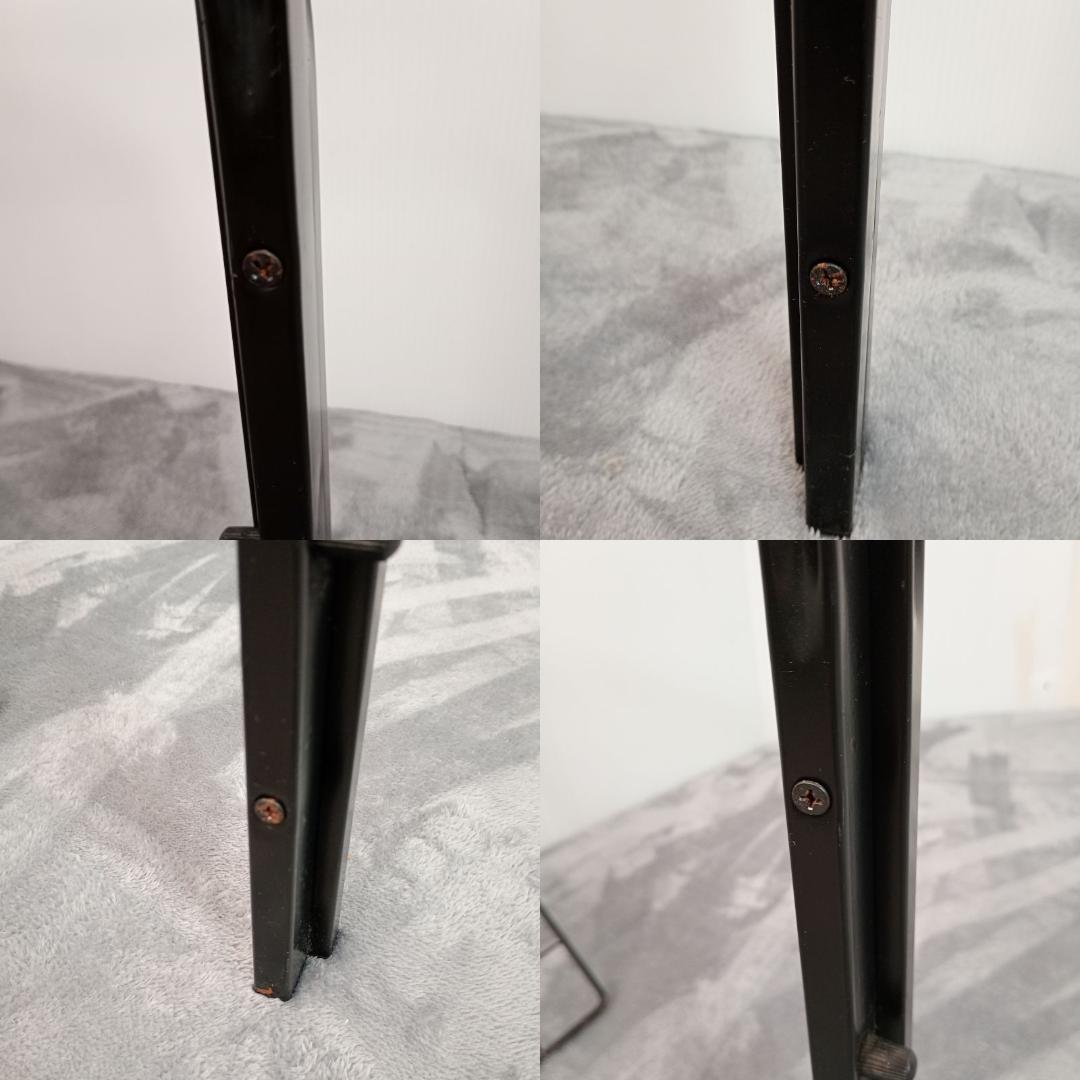 昭和レトロ ガラス アイアンフレーム ローテーブル 網棚付き ブラック 黒